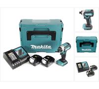 Makita DTD 153 RMJ 18V Brushless Visseuse à choc sans fil + Boîter Makpac + 2x Batteries BL 1840 4,0 Ah Li-Ion + Chargeur DC 18 RC