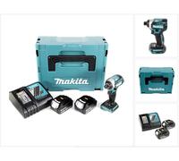 Makita DTD 154 RFJ 18 V Li-Ion Visseuse à chocs sans fil avec boîtier MakPac + 2x Batteries BL1830 3,0 Ah + Chargeur rapide DC18RC