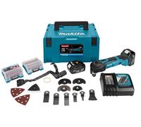 Makita DTMRT1J3 Découpeur-ponceur Sans-fil - 18V Li-ion - 1 Batterie 5,0 Ah - 42 Accessoires - MAKPAC - Serrage Rapide