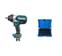 Makita DTW1002Z hocs sans balai, 1 000 N m, couleur bleue & Laser 6648 Jeu de 18 douilles à choc Diamètre 1/2" 1,27 cm