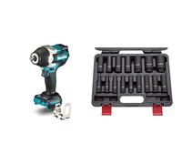 Makita DTW700Z hocs BL 18V LXT 700Nm 1/2" 60 x 450 mm & US PRO B1340 Jeu de 16 douilles à choc 1/2" de 10 à 32 mm