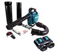 Makita DUB 363 ZV Souffleur / aspirateur à feuilles sans fil 36 V (2x 18 V) Brushless + kit d'aspiration + 2 batteries 9,0 Ah + chargeur