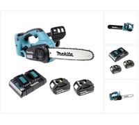 Makita DUC 302 30cm Tronçonneuse d'élagage sans fil avec 2 x 18 V = 36 V de Puissance + 2x Batteries BL 1850 + Chargeur DC 18 RD