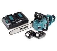 Makita DUC 353 PG2 Tronçonneuse à chaîne sans fil 36V ( 2x18V ) Brushless 35 cm + 2x 6,0 Ah batterie + chargeur double
