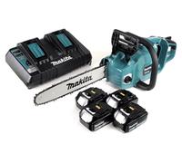 Makita DUC 353 PM4 Tronçonneuse à chaîne sans fil 36V ( 2x18V ) Brushless 35 cm + 4x 4,0 Ah batterie + chargeur double
