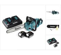 Makita DUC 355 PG2 Tronçonneuse à chaîne sans fil 36V ( 2x18V ) Brushless 35 cm + 2x 6,0 Ah batterie + chargeur double
