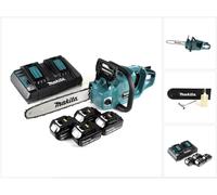 Makita DUC 355 PG4 Tronçonneuse à chaîne sans fil 36V ( 2x18V ) Brushless 35 cm + 4x 6,0 Ah batterie + chargeur double