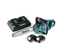 Makita DUC 355 PM2 Tronçonneuse à chaîne sans fil 36V ( 2x18V ) Brushless 35 cm + 2x 4,0 Ah batterie + chargeur double