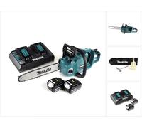 Makita DUC 355 PM2 Tronçonneuse à chaîne sans fil 36V ( 2x18V ) Brushless 35 cm + 2x 4,0 Ah batterie + chargeur double