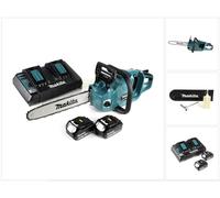 Makita DUC 355 PT2 Tronçonneuse à chaîne sans fil 36V ( 2x18V ) Brushless 35 cm + 2x 5,0 Ah batterie + chargeur double