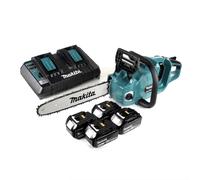 Makita DUC 355 PT4 Tronçonneuse à chaîne sans fil 36V ( 2x18V ) Brushless 35 cm + 4x 5,0 Ah batterie + chargeur double