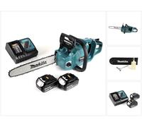 Makita DUC 355 RT2 Tronçonneuse à chaîne sans fil 36V ( 2x18V ) Brushless 35 cm + 2x 5,0 Ah batterie + chargeur