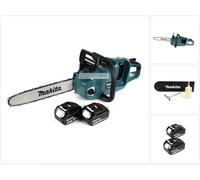 Makita DUC 355 T2 Tronçonneuse à chaîne sans fil 36V ( 2x18V ) Brushless 35 cm + 2x 5,0 Ah batterie - sans chargeur