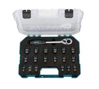 Makita E-30069 Impact Black Jeu de douilles à choc 1/2" 19 pièces avec | Lot de 18 douilles à cliquet et douilles 8-27 mm en acier Cr-Mo pour voiture et atelier