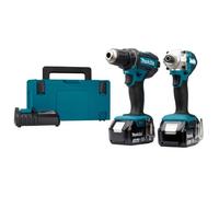 Makita DLX2339J Pack Outils Sans-fil - 18V Li-ion - Visseuse - Perceuse (DDF482) Et Visseuse À Percussion (DTD156) - 2 Batteries 3,0 Ah - Mbox
