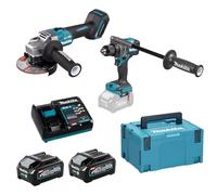 Makita Pack 2 outils XGT DF001G + GA005G 40 V max Li-Ion 4 Ah DK0124G201