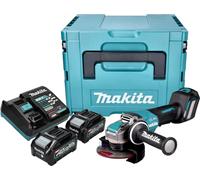 Makita GA 044 GM201 Meuleuse d'angle sans fil 40 V max. 125 mm X-LOCK Brushless + 2x batterie 4,0 Ah + chargeur + Makpac
