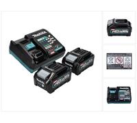 Makita Kit de démarrage batterie 40 V max + 2x Batteries BL 4040 4,0 Ah XGT (2x 191B26-6) + Chargeur (191E07-8)