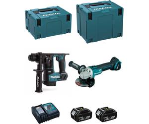 MAKITA Kit DLX2125MJ1B (DGA504 + DHR171 + 2 x 4.0 Ah + DC18RC + MAKPAC 3 + MAKPAC 4)