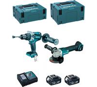 MAKITA Kit DLX2130TJ2 (DGA504 + DHP481 + 2 x 5.0 Ah + DC18RC + MAKPAC 2 + MAKPAC 3)