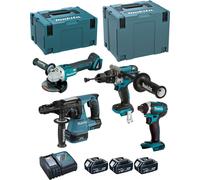 MAKITA Kit DLX4050TJ (DHP481 + DTD152 + DHR243 + DGA504 + 3 x 5.0 Ah + DC18RC + MAKPAC 3 + MAKPAC 4)