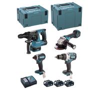 MAKITA Kit DLX4104TJ1 (DHP481 + DHR243 + DTD153 + DGA513 + 3 x 5,0 Ah + DC18RC + MAKPAC 3 + MAKPAC 4)