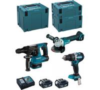 MAKITA Kit MK311RTJ (DHR243 + DHP484 + DGA504 + 2 x 5.0 Ah + DC18RC + MAKPAC 2 + MAKPAC 3 + MAKPAC 4)