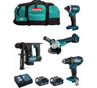 MAKITA Kit MK401 (DDF482 + DHR171 + DGA504 + DTD152 + 2 x 5.0 Ah + DC18RC + LXT600)
