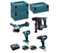 MAKITA Kit MK405RTJ (DHR171 + DHP484 + DTD153 + DGA504 + 2 x 5,0 Ah + DC18RC + MAKPAC 2 + 2 x MAKPAC 3)