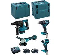 MAKITA Kit MK407RTJ (DHR243 + DHP484 + DTD153 + DGA504 + 2 x 5.0 Ah + DC18RC + MAKPAC 2 + MAKPAC 3 + MAKPAC 4)