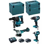 MAKITA Kit MK407RTJ (DHR243 + DHP484 + DTD153 + DGA504 + 2 x 5,0 Ah + DC18RC + MAKPAC 2 + MAKPAC 3 + MAKPAC 4)