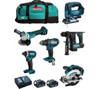 MAKITA Kit MK601 (DDF482 + DHR171 + DGA504 + DTD152 + DJV182 + DSS610 + 2 x 5.0 Ah + DC18RC + 2 x LXT600)