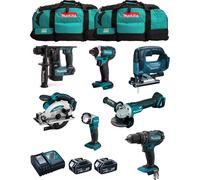 MAKITA Kit MK701 (DDF482 + DHR171 + DGA504 + DTD152 + DJV182 + DSS610 + DML802 + 2 x 5.0 Ah + DC18RC + 2 x LXT600)