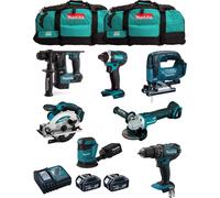 MAKITA Kit MK702 (DDF482 + DHR171 + DGA504 + DTD152 + DJV182 + DSS610 + DBO180 + 2 x 5.0 Ah + DC18RC + 2 x LXT600)