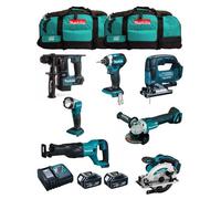 MAKITA Kit MK703 (DHR171 + DGA504 + DTD154 + DJR186 + DJV182 + DSS610 + DML802 + 2 x 5.0 Ah + DC18RC + 2 x LXT600)