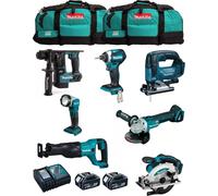 MAKITA Kit MK703 (DHR171 + DGA504 + DTD154 + DJR186 + DJV182 + DSS610 + DML802 + 2 x 5.0 Ah + DC18RC + 2 x LXT600)