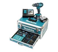 Makita Makita Perceuse-visseuse à percussion sans fil 18V / 3,0 Ah, 2 batteries + chargeur en coffret alu + set d’accessoires 96 pcs Quantité:1