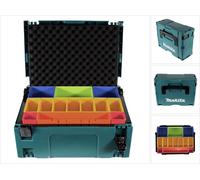 Makita MAKPAC 2 mallette système + insert à boîtes avec boîtes de couleur P-83652 + insert de couvercle mousse