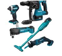 Ensemble de 5 machines 18V Li-Ion DTD154 + DHR243 + DTM51 + DJR183 + DCL18 - MAKITA - avec 3 batteries 18 .0Ah 5.0Ah - chargeur- MAKPAC - DLX5045TJ