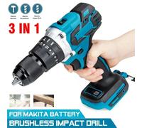 Makita - perceuse à percussion électrique 3 en 1, couple 520N.M, mandrin de 10mm, marteau plat, 4000 tr/min, tournevis électrique pour batterie 18V With 2X Battery