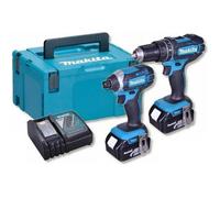 Makita DLX2131JX1 - Pack D'outils Sans-fil 18V Li-ion - Perceuse Visseuse À Percussion (DHP482) & Visseuse À Percussion (DTD152) - Batterie (3x 3,0 Ah) - MAKPAC