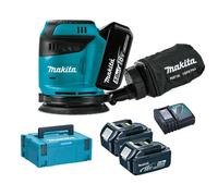 Makita - Ponceuse excentrique sans fil 18V 125 mm, 2 batteries 5,0 Ah LXT, chargeur DBO180RTJ