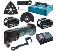Makita - Ponceuse multifonction oscillante sans fil 18V avec accessoires, 2 batteries 3,0 Ah, chargeur DTM51RFJX1