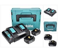 Makita Power Source Kit 18 V avec 2x BL 1850 B batterie 5,0 Ah ( 197280-8 ) + DC 18 SH chargeur double ( 199687-4 ) + Makpac