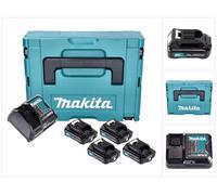 Makita Power Source Kit 4x BL 1021 B batterie 12 V max. 2,0 Ah CXT ( 4x 197396-9 ) + chargeur DC 10 SB ( 197363-4 ) + Makpac