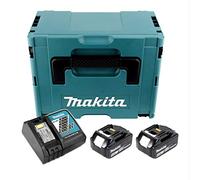 Makita Power Source Kit Li 18 V avec 2 batteries BL1860B 6,0 Ah + chargeur DC18RC (199480-6) + Makpac