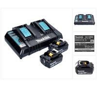 Makita Power Source Kit Li 18V + 2x Batteries BL1860B 6,0Ah + Chargeur double DC18RD ( 199484-8 )