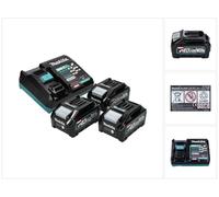 Makita Power Source Set 40V max. : 3x BL4040 Batteries 4,0 Ah XGT (3x 191B26-6) + DC40RA Chargeur rapide XGT LXT (191E07-8)