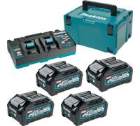 MAKITA Li-ion XGT 40V ensemble 4 pièces BL4040+1 pièce DC40RB+1 pièce Makpac 191U28-6