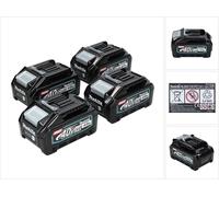 Makita Set de batteries: 4x BL4040 Batteries 4,0 Ah 40V max. - XGT Li-Ion e protection IP64 - avec Indicateur LED (4x 191B26-6)